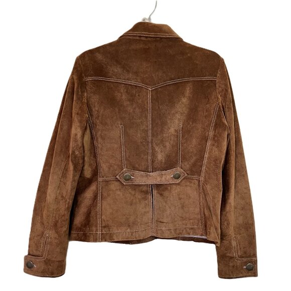 Danier Washable Suede Leather Jacket Button Front Tan Brown Women's Lg - Picture 5 of 8